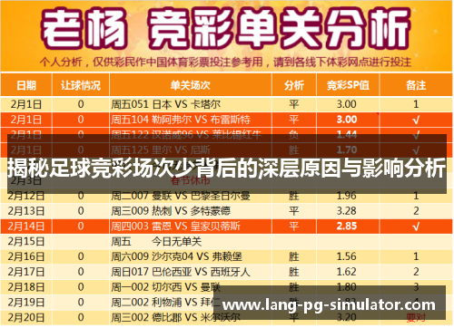 揭秘足球竞彩场次少背后的深层原因与影响分析