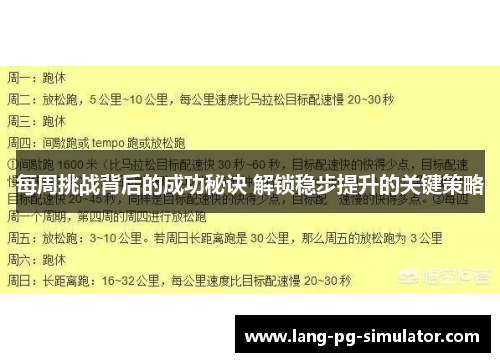 每周挑战背后的成功秘诀 解锁稳步提升的关键策略