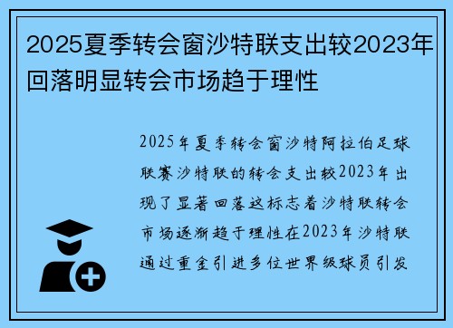 2025夏季转会窗沙特联支出较2023年回落明显转会市场趋于理性